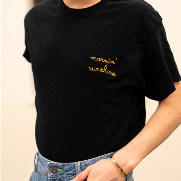 Salty Cold Brew Tops - Mornin’ Sunshine Embroidered Tee Salty Cold Brew Tops - Mornin’ Sunshine Embroidered Tee